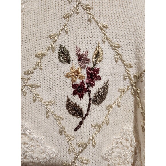Vintage 90s Heirloom Collectibles Floral Embroidered Sweater Size Medium - Picture 9 of 9